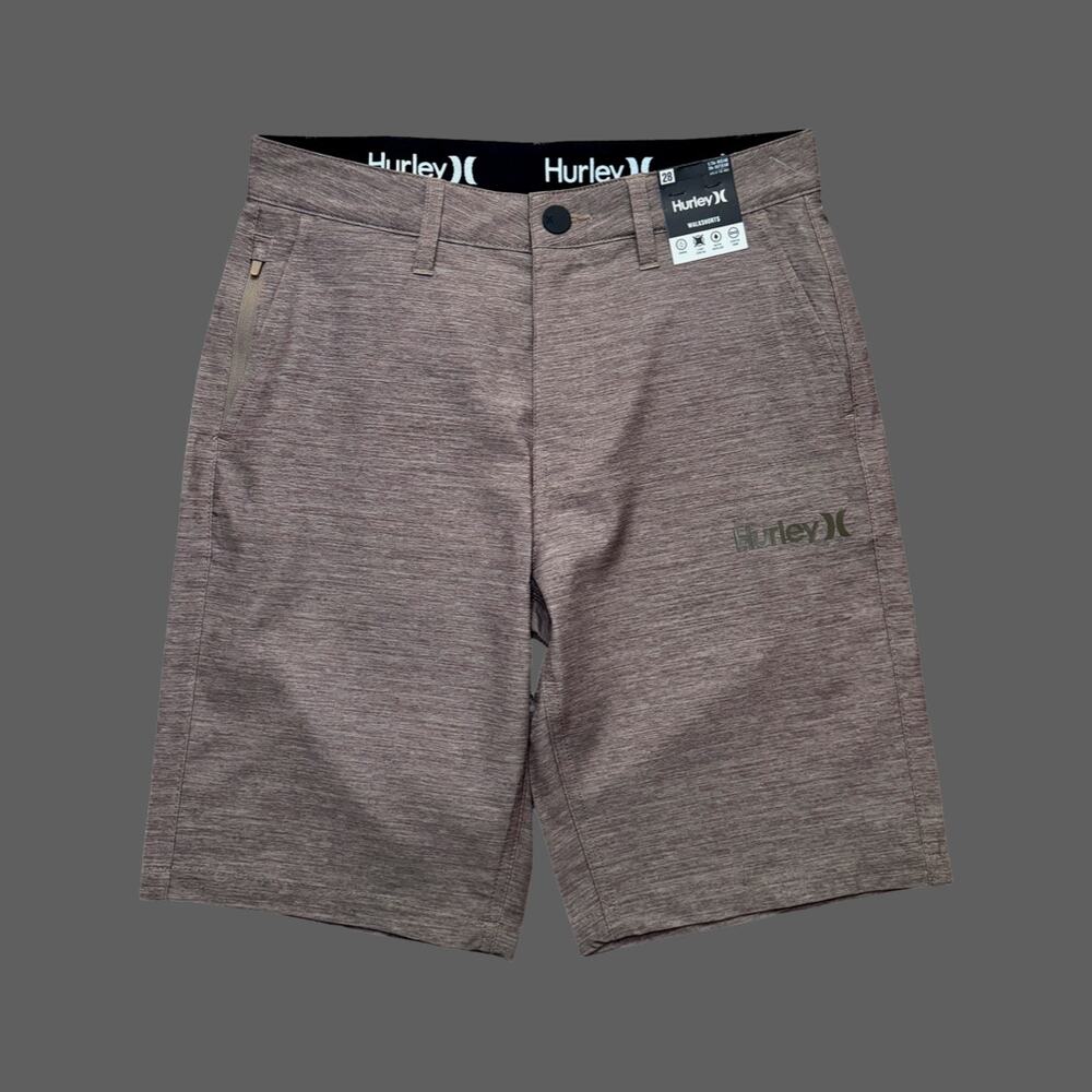Hurley Essential Heather Hybrid Walk Shorts Brown 28 NWT